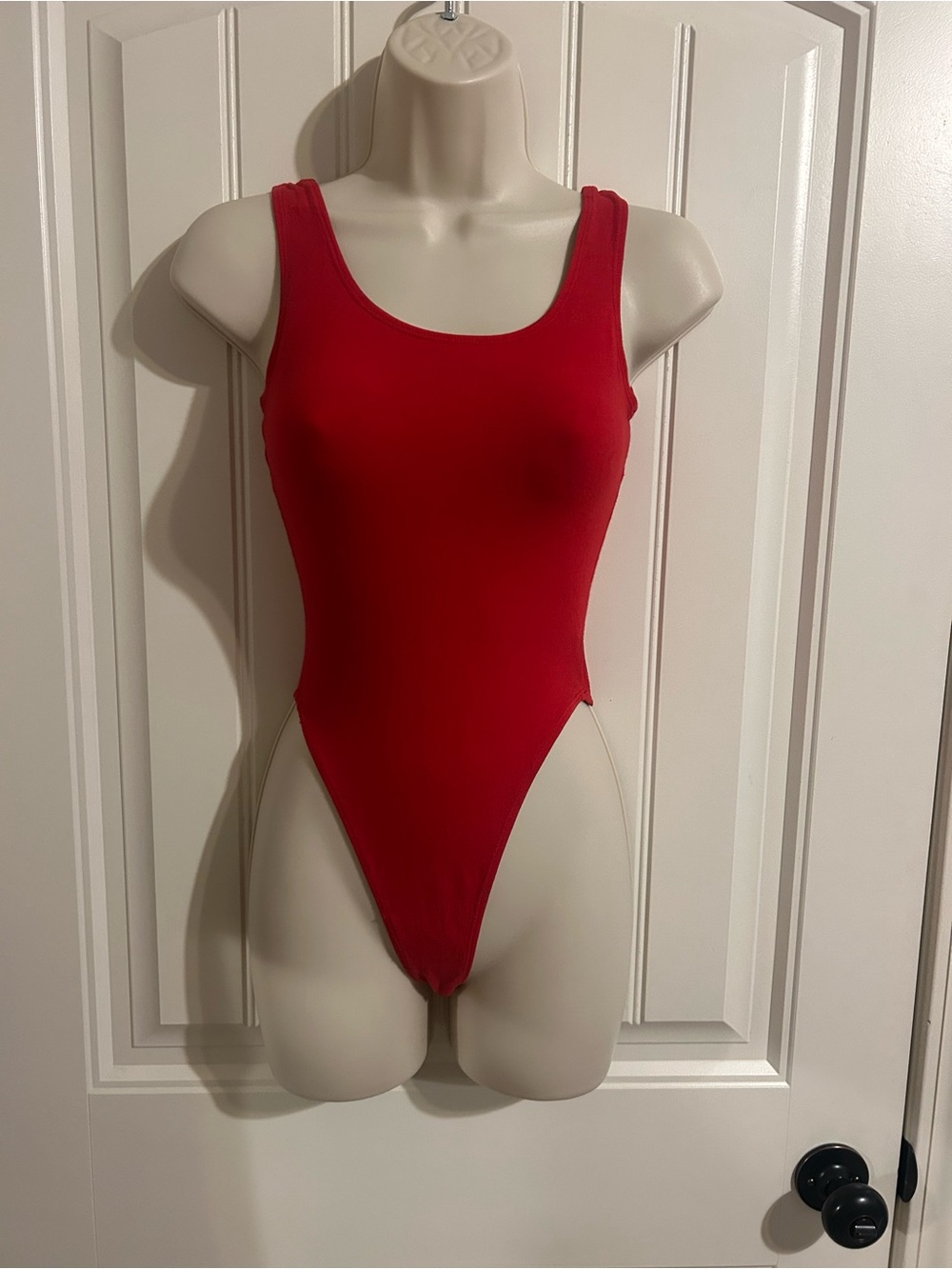NEW Hard Tail Classic Red High-Cut Bodysuit Sz S
